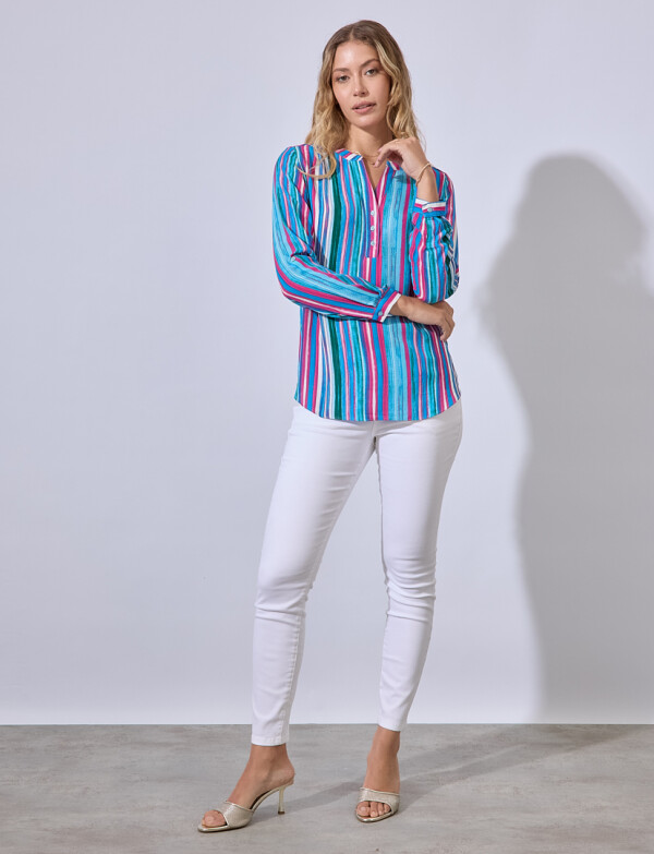 Blusa Botones Printed AZUL/MULTI