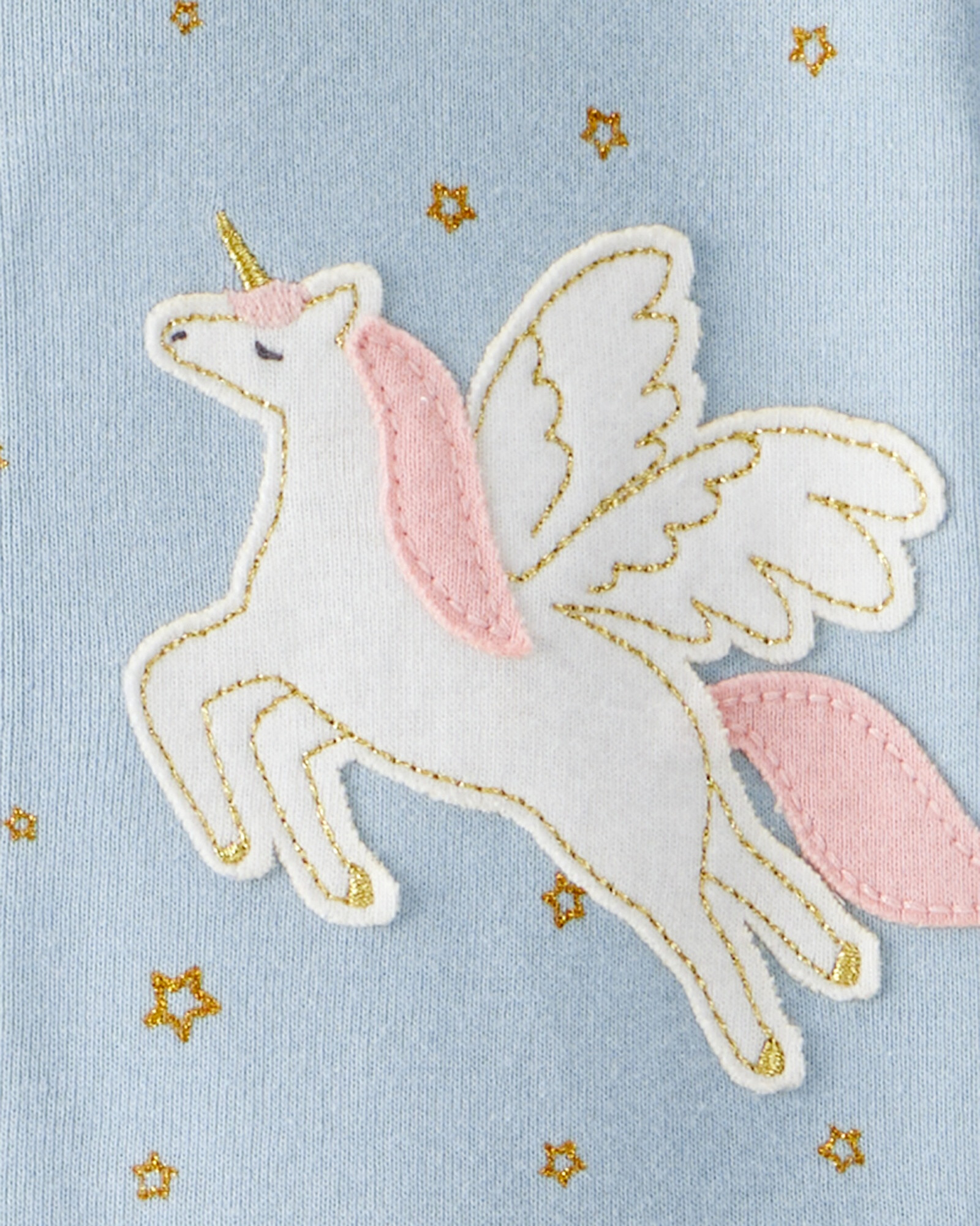 Pijama una pieza de algodón, con pie, estampa unicornio Sin color