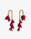 Aros Colgantes Largos Cordón Aros Colgantes Pétalos De Tela - Rojo Burdeaux