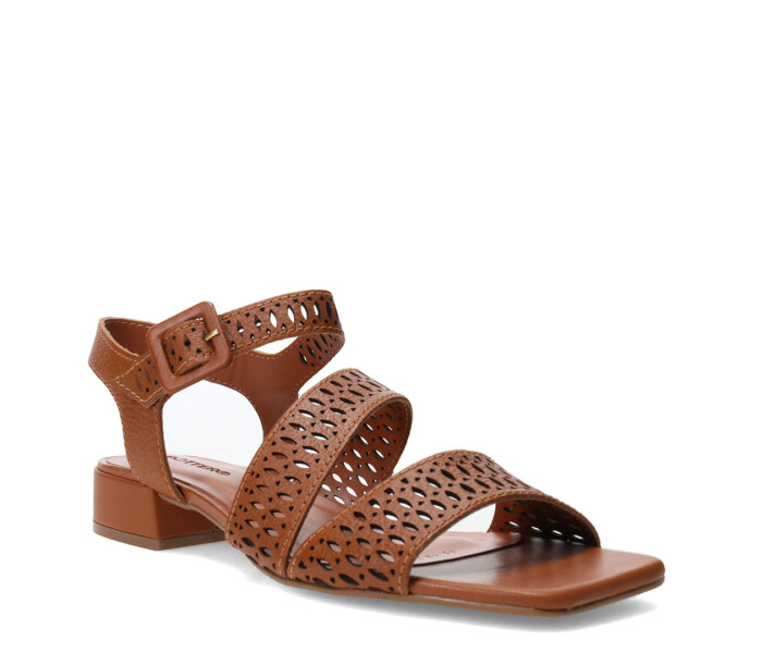 Sandalias de Mujer Bottero Cuero Calado Marrón Caramelo