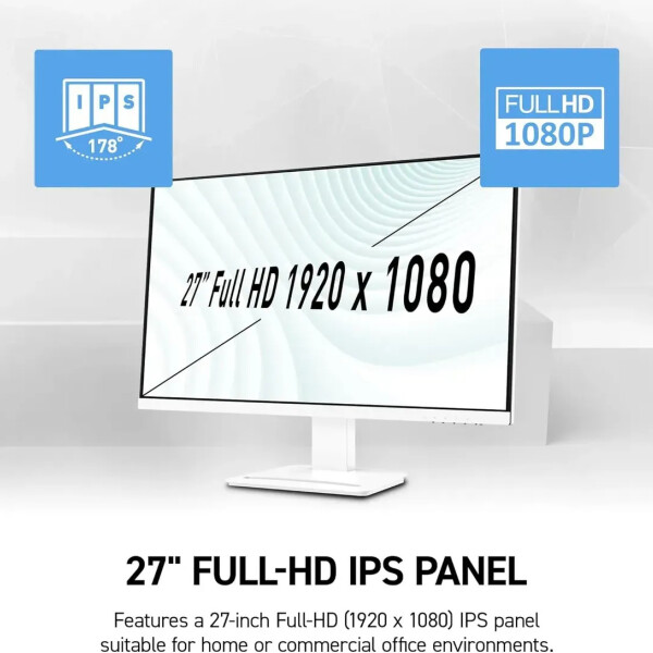 Monitor Msi Pro Mp273w E14a 27" Ips Full Hd 144 Hz MONITOR MSI PRO MP273W E14A 27" BLANCO