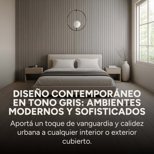 Pack x100 Wpc Simil Madera Wall Panel Lambrin 2.90m x 16.7cm Color Gris Oscuro