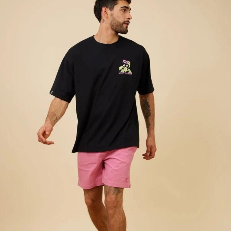 Remera Hombre M/Corta Alg.C/Estam.Espalda Rusty Negro