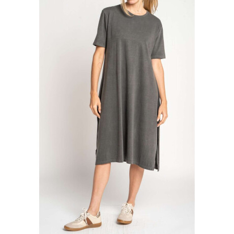 Vestido Algodón Midi Gris Oscuro