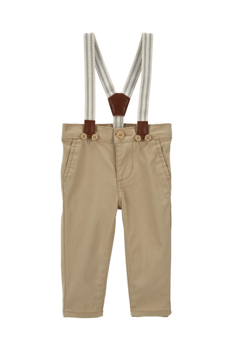 Pantalón de sarga clásico con tiradores. Talles 0-24M Sin color