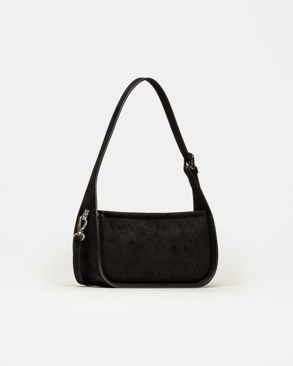Cartera al hombro Leaf en efecto cuero gamuza Negro