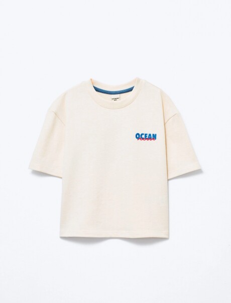 BLUSA MANGA CORTA INFANTIL CON ESTAMPA BEIGE