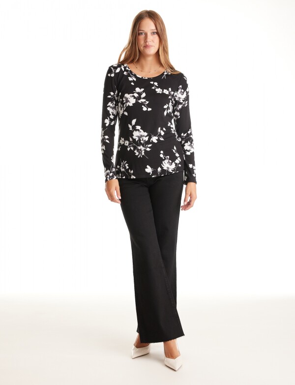Remera Flores NEGRO/BLANCO