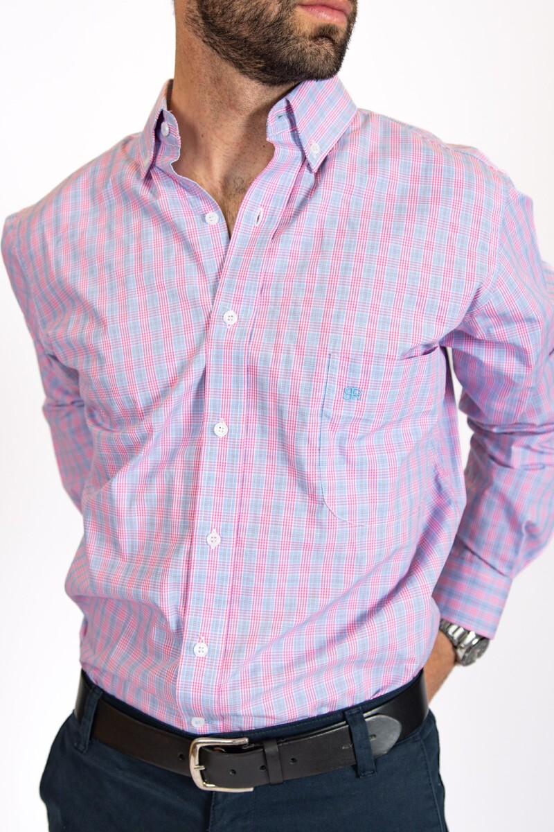 Camisa Escocesa Rosada y Celeste