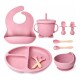Set Alimentación Bebé en Silicona Libre Bpa 10 Piezas Rosa