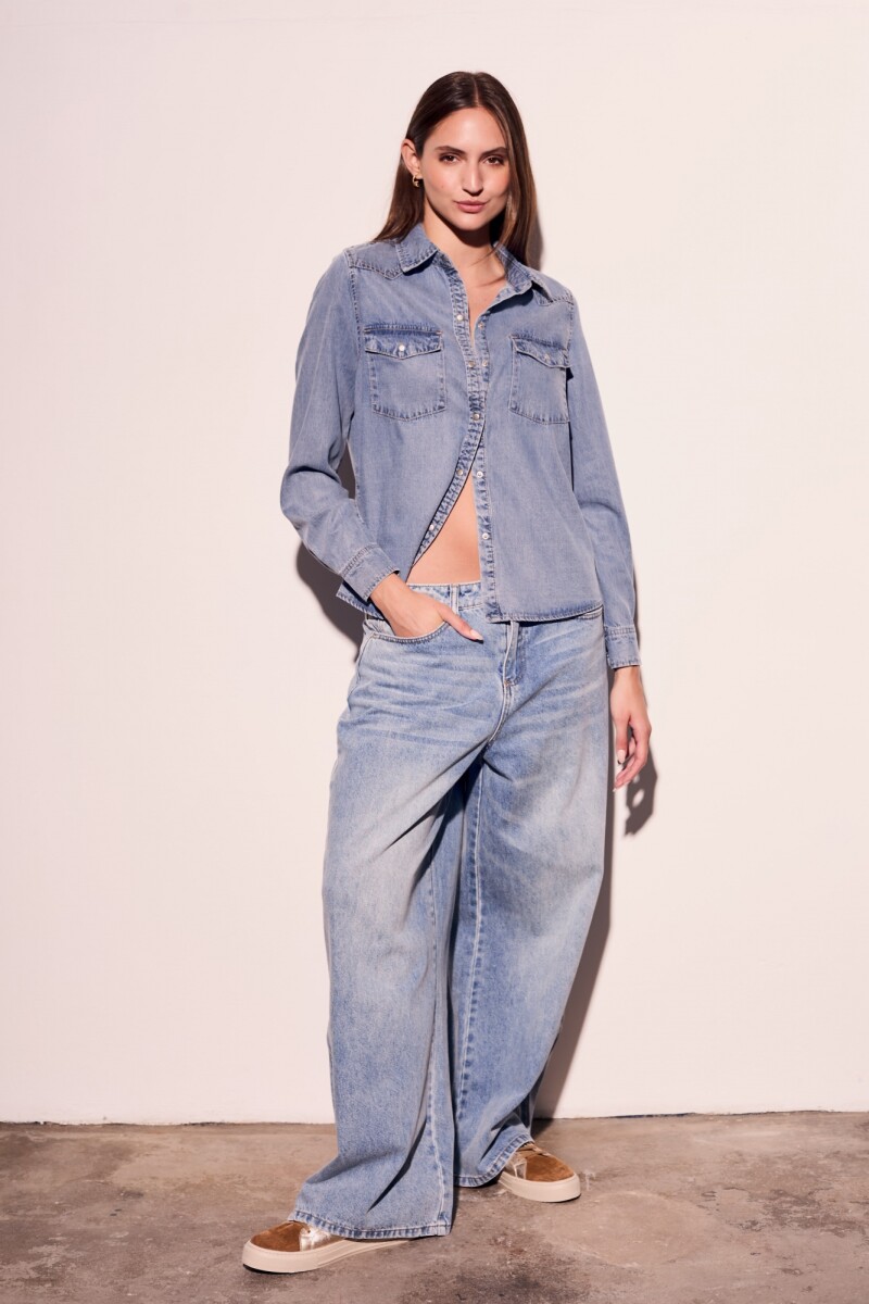 Jean Wide Leg Cierres Denim