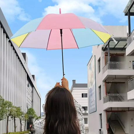 Paraguas Largo Infantil con Diseño Arco Iris para Lluvia Celeste