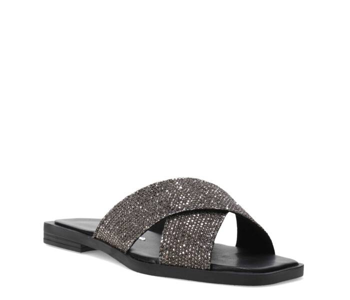 Sandalias de Mujer Bottero con Tiras Cruzadas de Brillos Negro