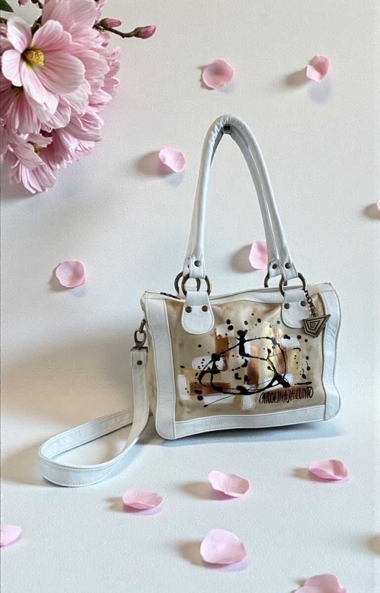 Cartera Diri Blanca Y Natural Con Arte 