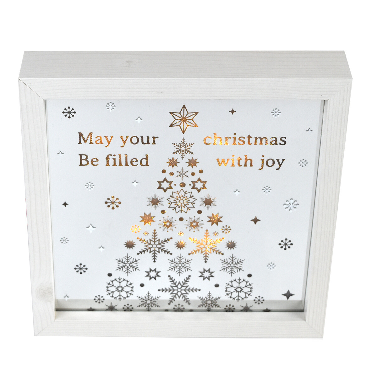 CUADRO NAVIDEÑO C/ESPEJO Y LUZ 25.5X25.5X5CM 