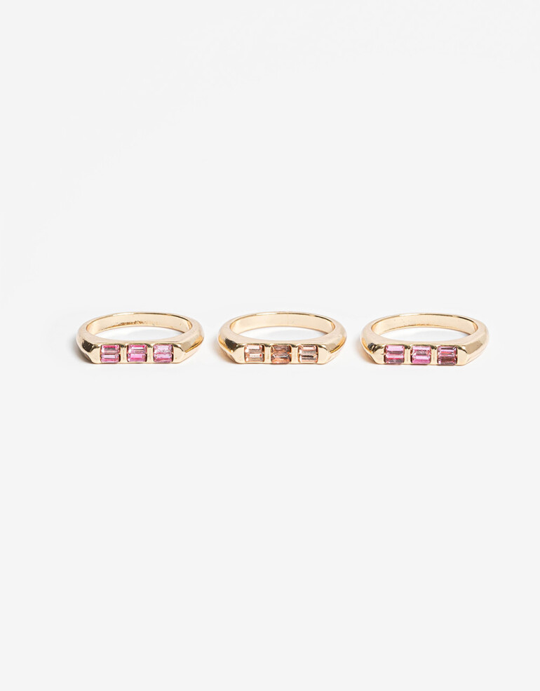 Sets Anillos Strass Set De Anillos Strass - Dorado