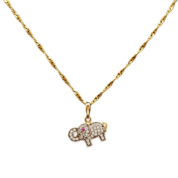 Dije Elefante-Oro bajo-Piedra Zirconia-CP8534 conpiedra
