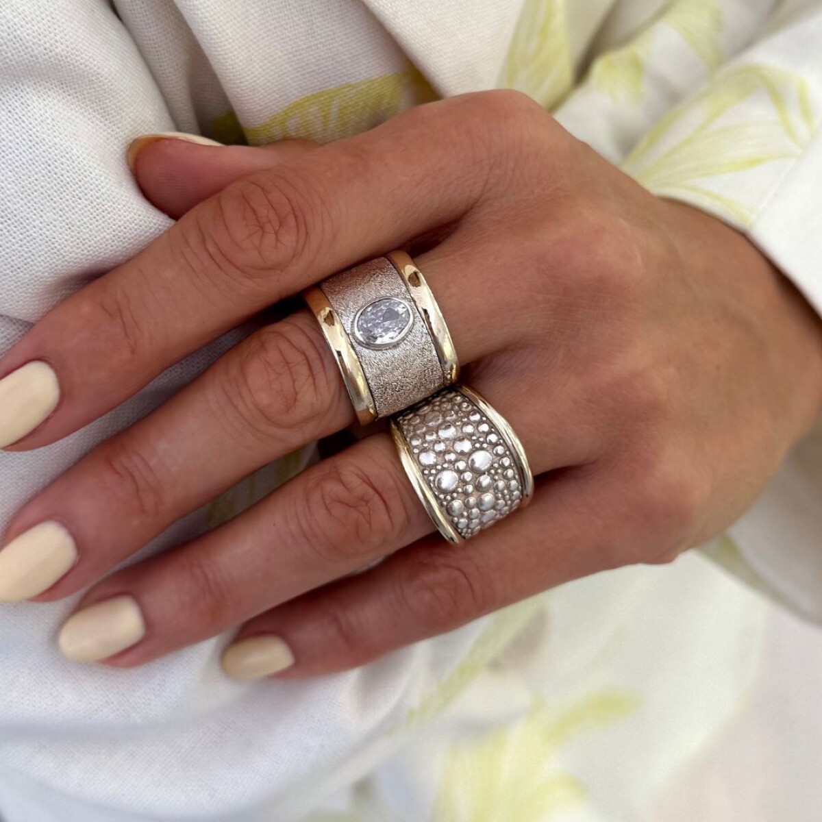 Anillo Clemente White - Plata y Oro 