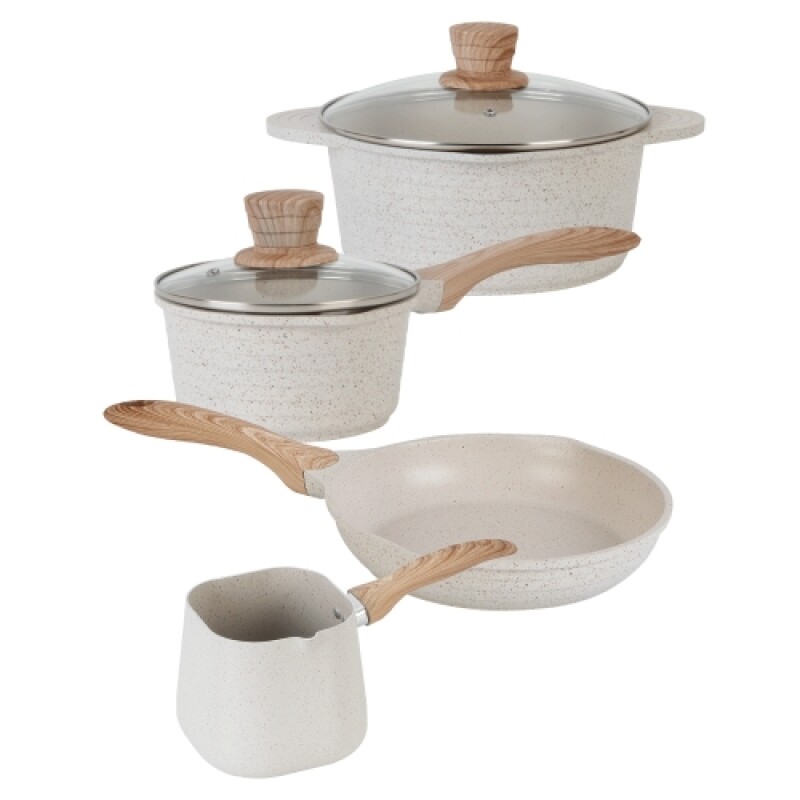 Bateria Cocina Cuori Cuccina 6 Piezas. Beige Ceramica Bateria Cocina Cuori Cuccina 6 Piezas. Beige Ceramica