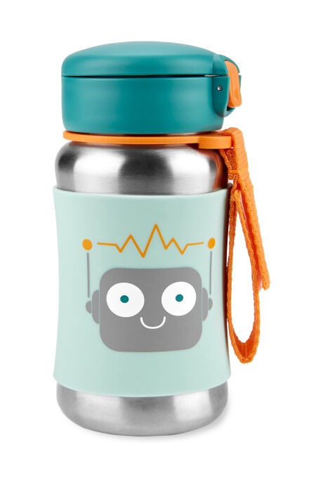 Botella acero inoxidable con sorbito, diseño robot Botella acero inoxidable con sorbito, diseño robot