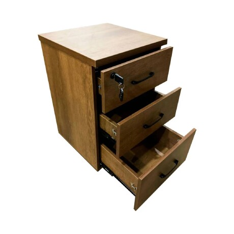 Cajonera con Llave de Madera Melaminico x3 cajones Marron