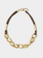 Collar Corto De Eslabones Con Cordón marron