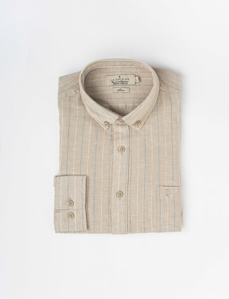 Camisa m/l rayada crudo