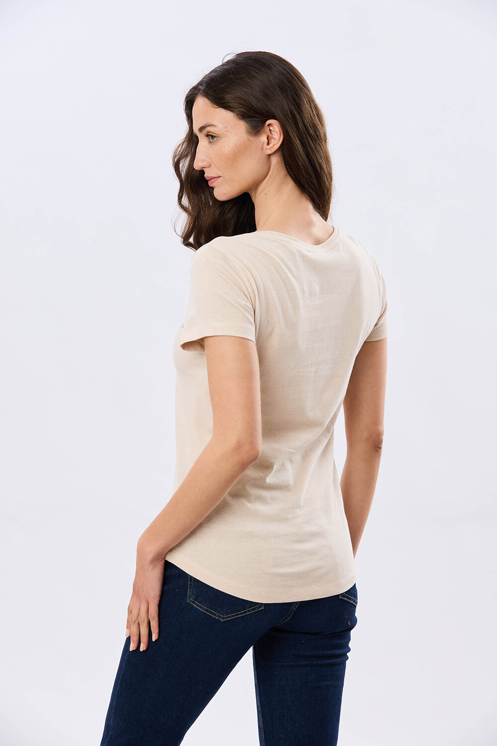REMERA ESTAMPADA DE ALGODÓN Beige