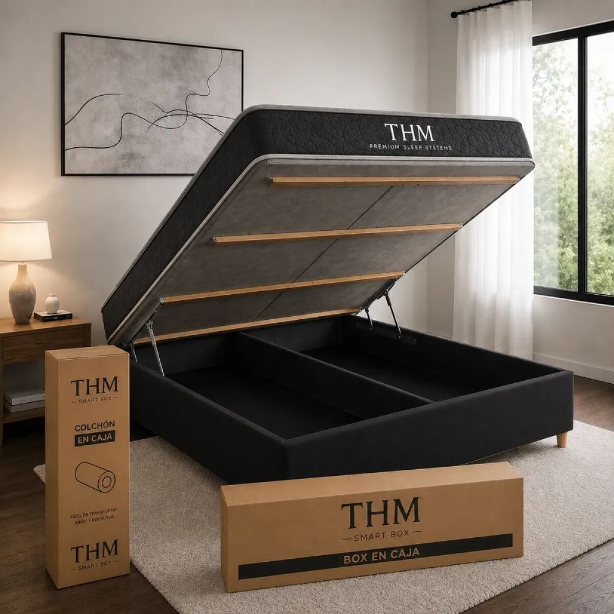 Sommier 2 Plazas THM Hybrid Silver Box Baul 