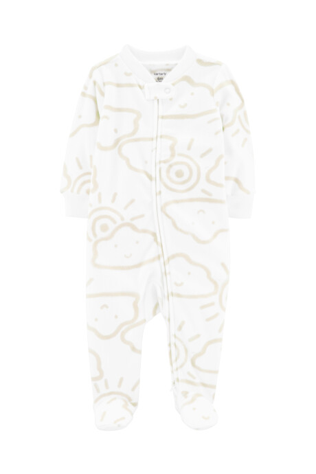 Pijama una pieza de micropolar con pie diseño nubes Sin color
