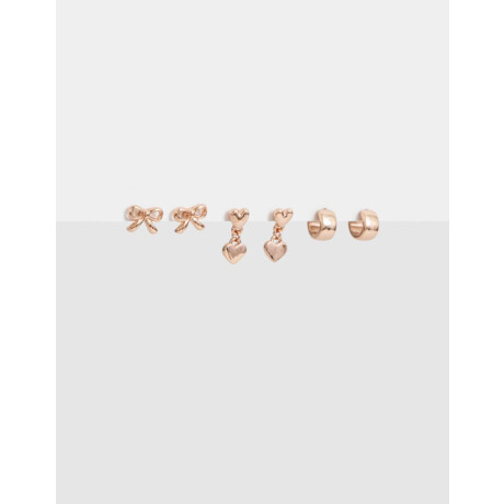 Set De Aros Bañados En Oro Rosa Dorado Oro Rosa