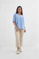 Camisa mangas 3/4 escote en V CELESTE