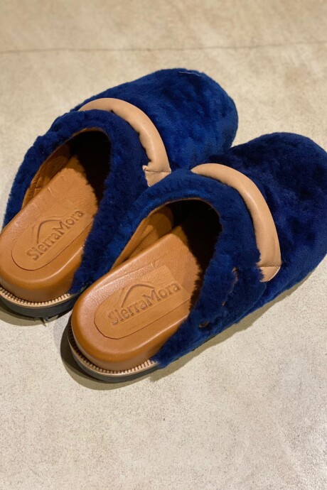 City Slipper Leather Azul