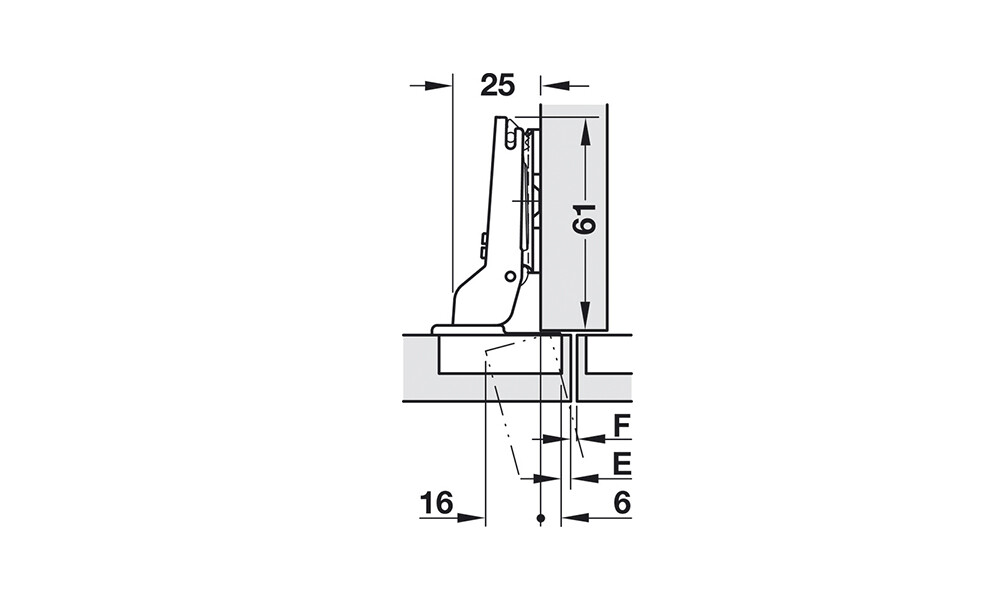 Bisagra push con expulsor integrado 329.17.90 02