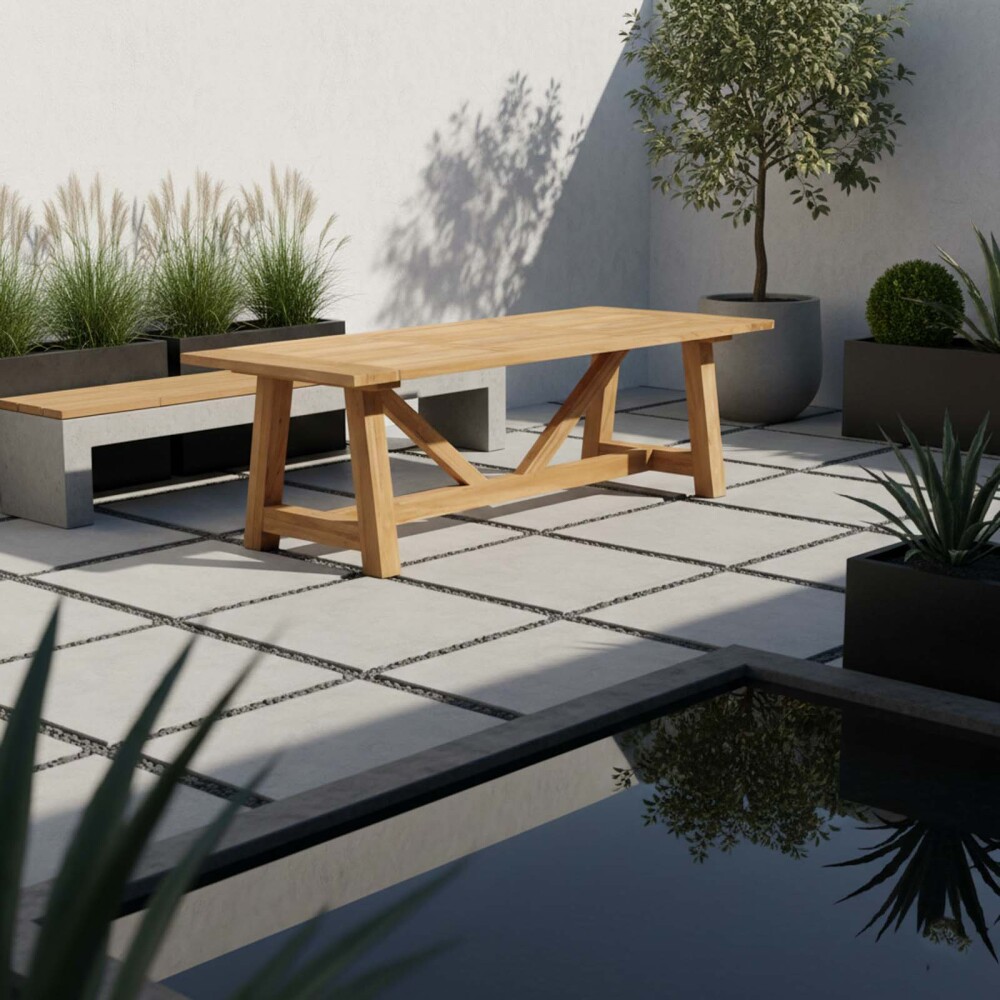 MESA COMEDOR EXTERIOR MADERA NATURAL-BEIGE FUNNY