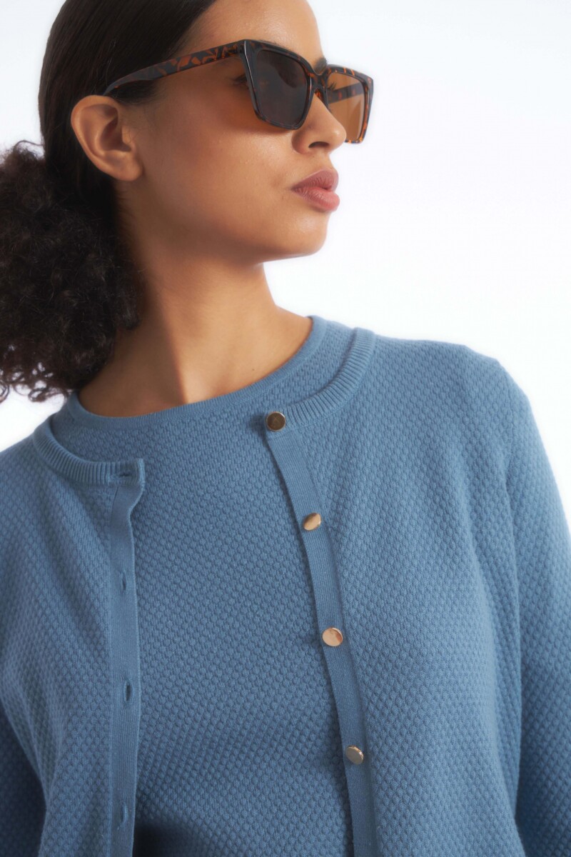 Cardigan con estructura azul piedra