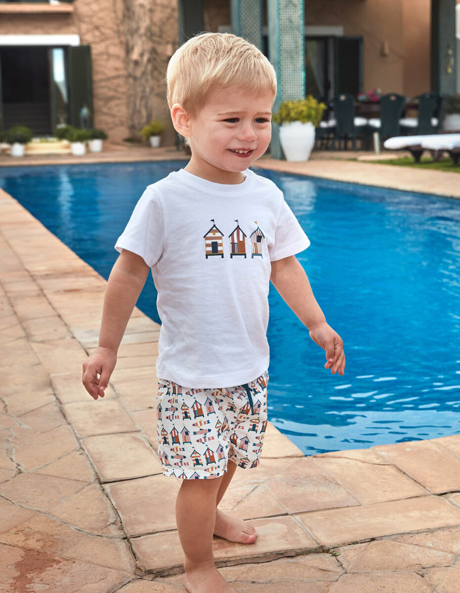 Traje De Baño Estampado Casitas - Blanco Roto 