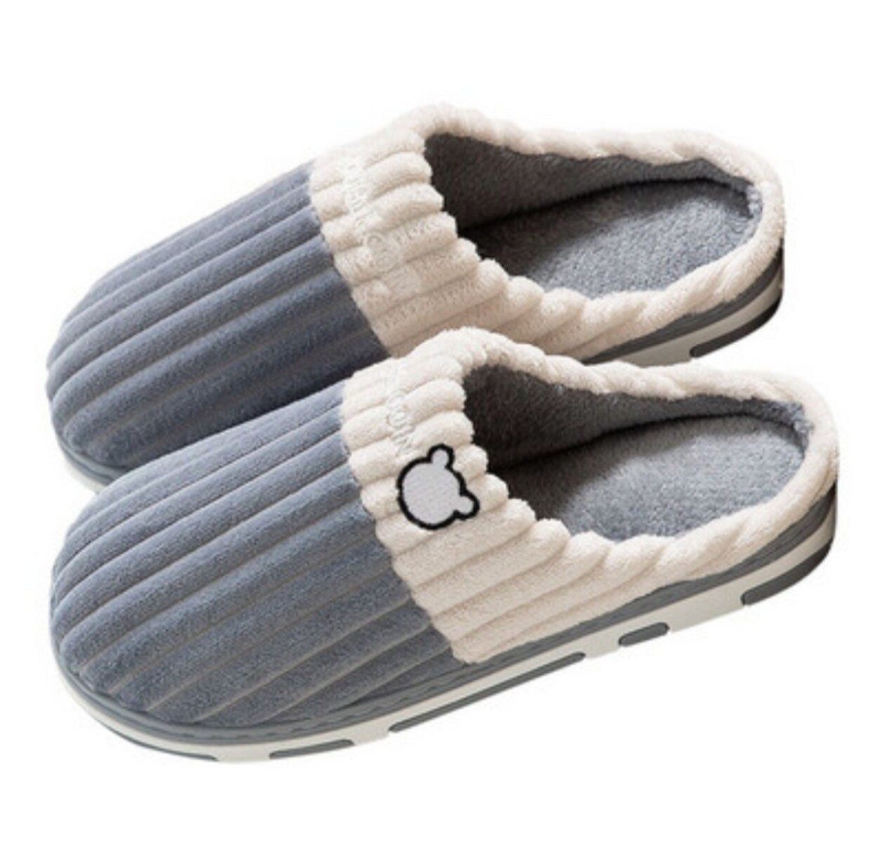 Pantufla de Felpa Super Abrigadas Antideslizante Unisex - Gris 