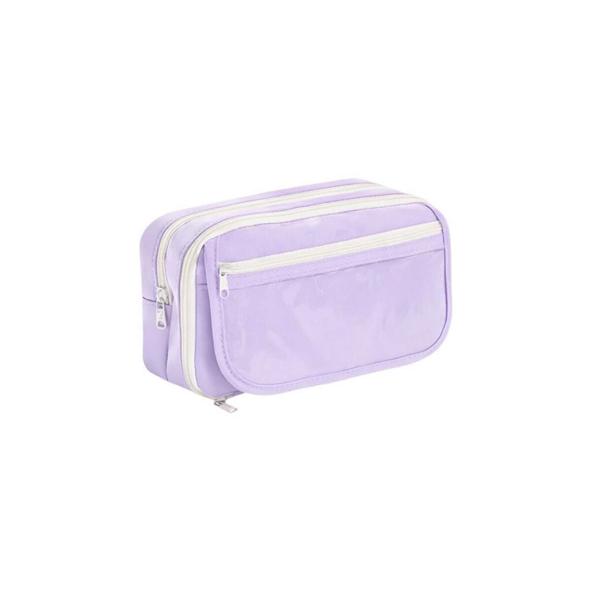 Cartuchera con divisiones y visor 12x22x9cm - Lila 