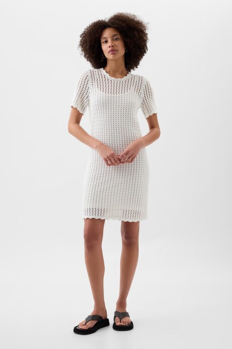 Vestido Crochet Mujer New Off White