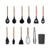 Set de 12 Utensilios de Cocina de Silicona Antiadherente con Mango Madera Set de 12 Utensilios de Cocina de Silicona Antiadherente con Mango Madera