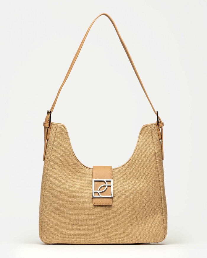 Cartera al hombro Signature en canvas Natural