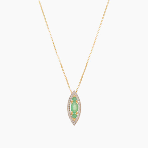 Cadena en oro 18K con colgante de brillantes y esmeralda Cadena En Oro 18k Con Colgante De Brillantes Y Esmeralda