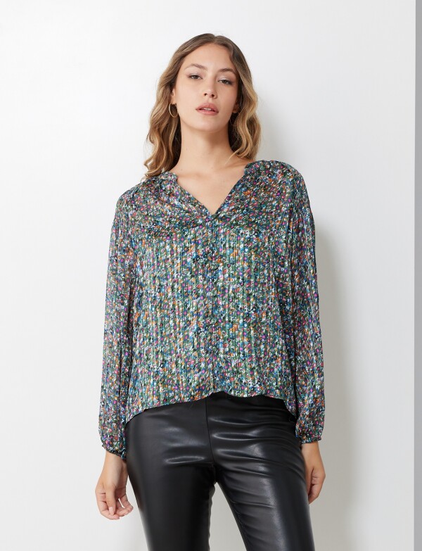 Blusa Gasa Lurex MULTI/VERDE