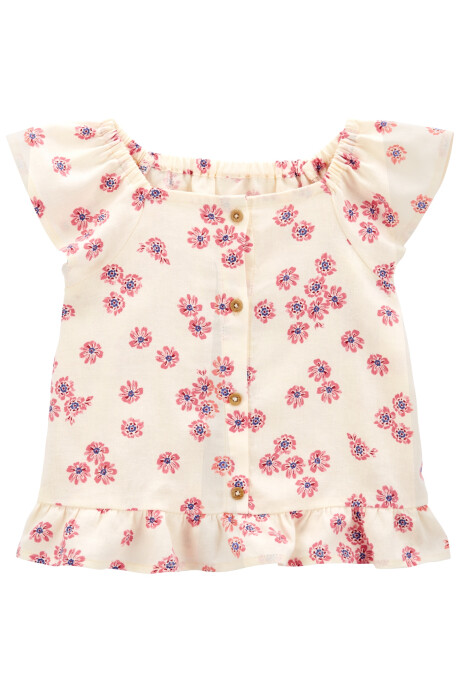 Blusa de lino Ecovero, diseño floral Sin color