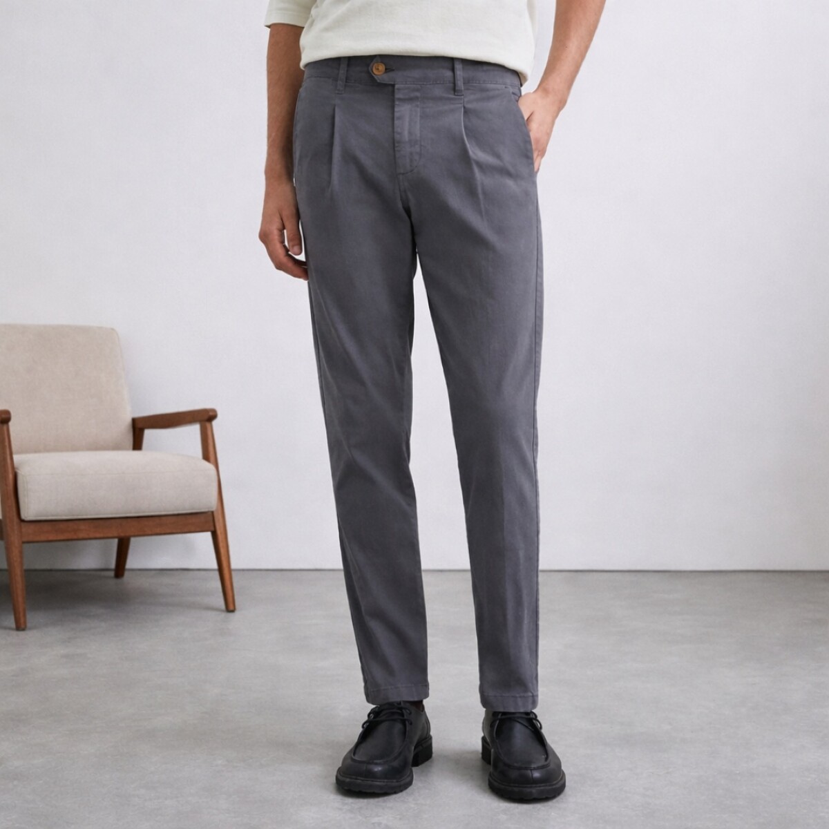 Pantalon pinzas - Gris 