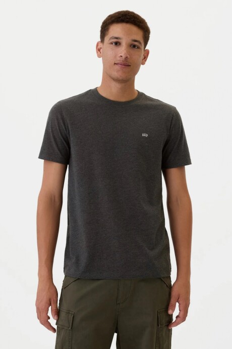 Remera Cuello Redondo Mini Logo Gap Hombre Charcoal Heather