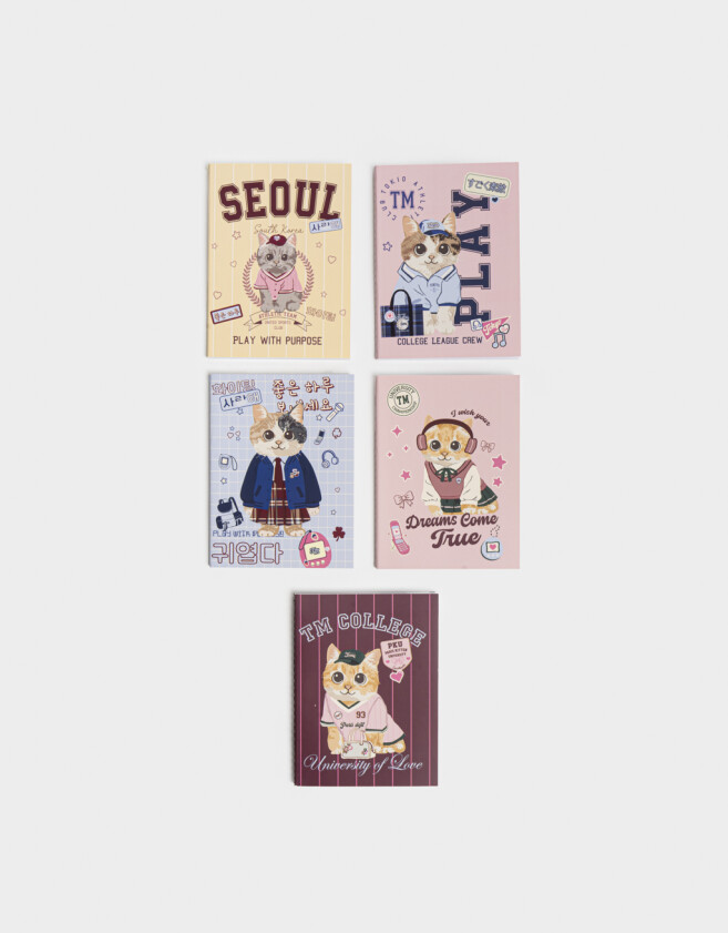 Anotadores Cuadernos y Memos Set De 5 Libretas A6 Cosidas En Cajita - Combinacion Multicolor