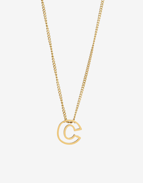 Cadena Corta con Dije Metal Collar Acero Inicial C - Dorado