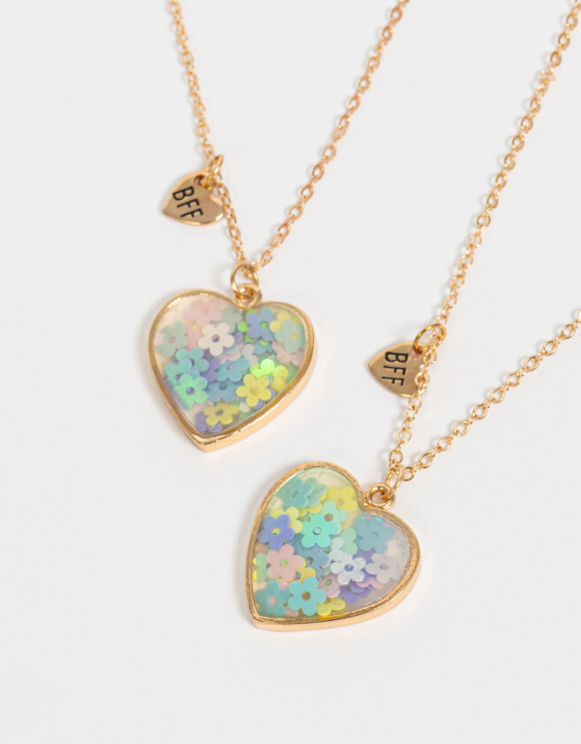 Collares Infantiles Para Compartir Collares Infantiles Bff Con Corazón - Dorado